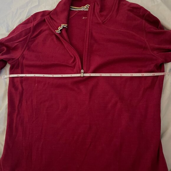 SMARTWOOL Merino Wool Base Layer 1/4 Zip Top Womens Red Long Sleeve, Size L - Picture 8 of 8
